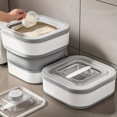 Collapsible Rice Bucket With Measuring Cup Large Capacity