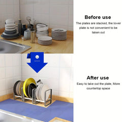 Plate Holder Dish Organizer Rack Metal Non Slip Stand Display Bowl Dish Organize
