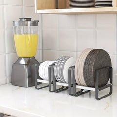 Plate Holder Dish Organizer Rack Metal Non Slip Stand Display Bowl Dish Organize