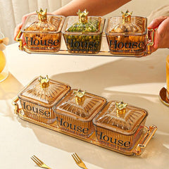 Candy Jars With Lids Dried Fruit Snack Storage Box 3 Cans 3 Lids 1 Tray