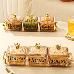 Candy Jars With Lids Dried Fruit Snack Storage Box 3 Cans 3 Lids 1 Tray