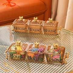 Candy Jars With Lids Dried Fruit Snack Storage Box 3 Cans 3 Lids 1 Tray
