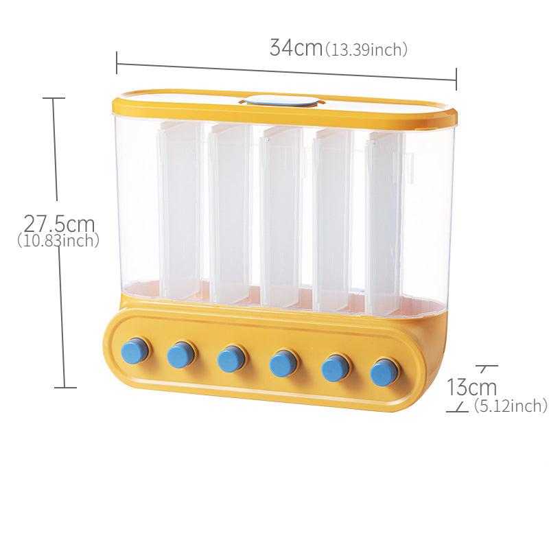 Moisture-Proof Rice Bucket with 2-6 Grids Wall Organizer