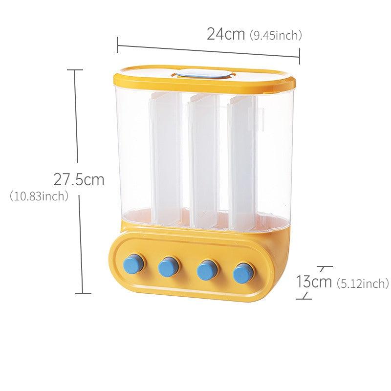 Moisture-Proof Rice Bucket with 2-6 Grids Wall Organizer