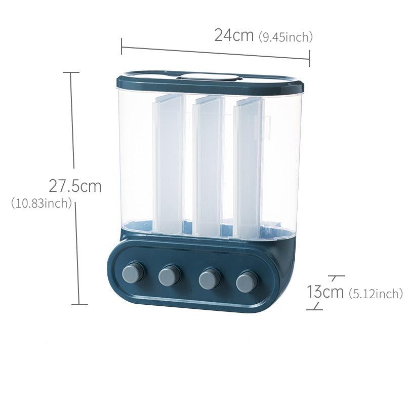 Moisture-Proof Rice Bucket with 2-6 Grids Wall Organizer