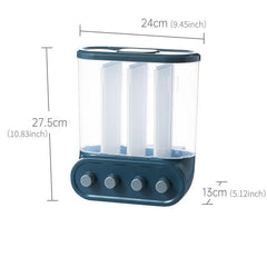 Moisture-Proof Rice Bucket with 2-6 Grids Wall Organizer