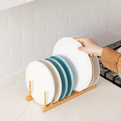 Bamboo Dish Plate Bowl Cup Rack Organizer for Kitchen Cabinet