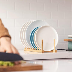 Bamboo Dish Plate Bowl Cup Rack Organizer for Kitchen Cabinet