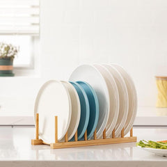 Bamboo Dish Plate Bowl Cup Rack Organizer for Kitchen Cabinet