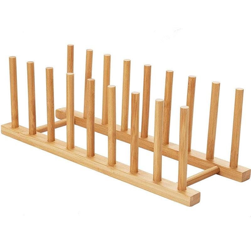 Bamboo Dish Plate Bowl Cup Rack Organizer for Kitchen Cabinet