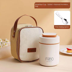 Stainless Steel Breakfast Cup with Insulated Handle - Hot/Cold Soup Container