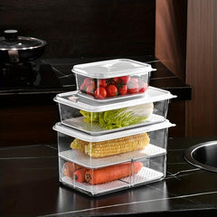 1pc Stackable Sealed Fresh-keeping Box Refrigerator Fruit Storage
