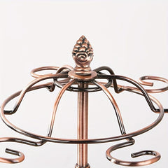 Retro Metal Wine Glass Holder 6 Hooks Freestanding Upside down Display Stand