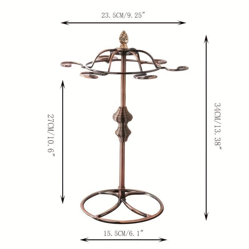 Retro Metal Wine Glass Holder 6 Hooks Freestanding Upside down Display Stand