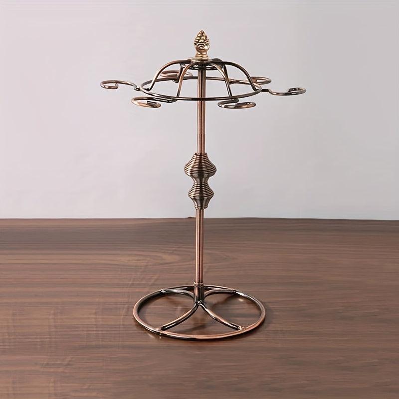 Retro Metal Wine Glass Holder 6 Hooks Freestanding Upside down Display Stand