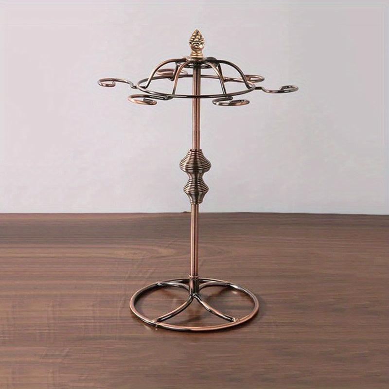 Retro Metal Wine Glass Holder 6 Hooks Freestanding Upside down Display Stand