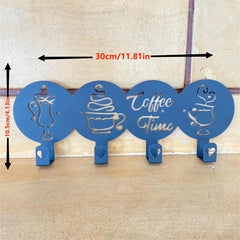 Decorative Kitchen Hooks Coffee Time Design Wall Hanger