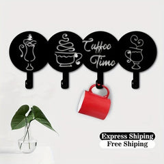 Decorative Kitchen Hooks Coffee Time Design Wall Hanger