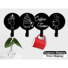 Decorative Kitchen Hooks Coffee Time Design Wall Hanger