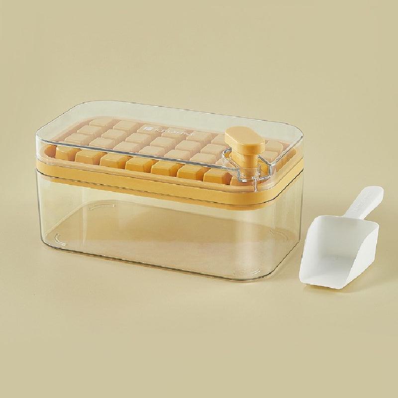 Double Layer Ice Cube Maker Silicone Square Ice Mold with Ice Scraper