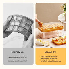 Double Layer Ice Cube Maker Silicone Square Ice Mold with Ice Scraper