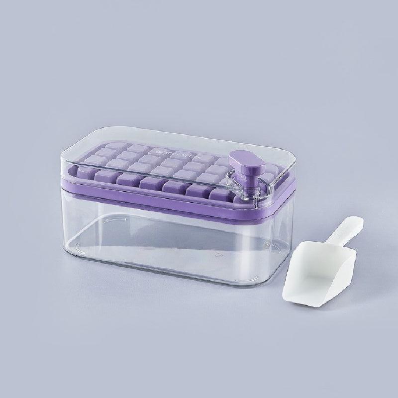 Double Layer Ice Cube Maker Silicone Square Ice Mold with Ice Scraper