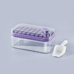 Double Layer Ice Cube Maker Silicone Square Ice Mold with Ice Scraper