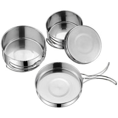 4pcs Portable Stainless Steel Cookware Set for Camping Picnic