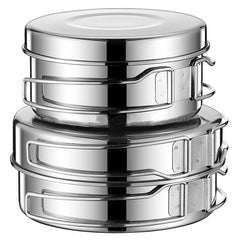 4pcs Portable Stainless Steel Cookware Set for Camping Picnic