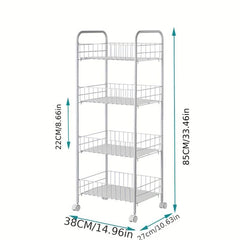 1pc Kitchen Storage Rack Floor Movable Shelf Bathroom Corner Storage Rack