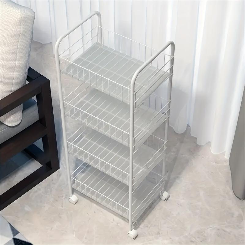 1pc Kitchen Storage Rack Floor Movable Shelf Bathroom Corner Storage Rack
