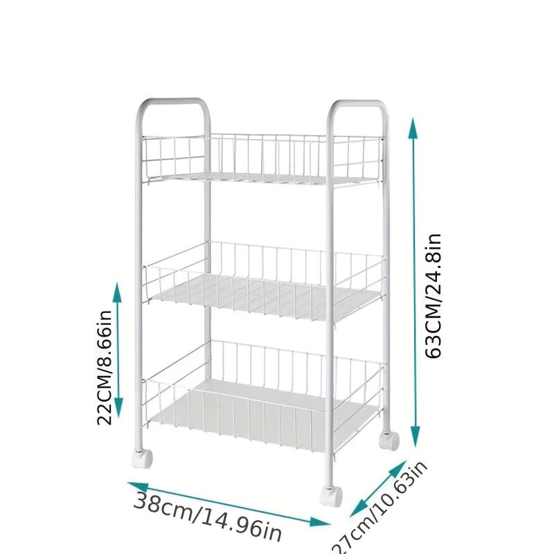 1pc Kitchen Storage Rack Floor Movable Shelf Bathroom Corner Storage Rack