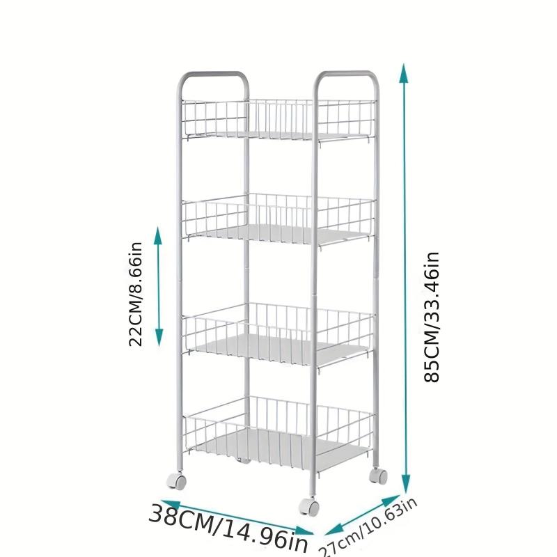 1pc Kitchen Storage Rack Floor Movable Shelf Bathroom Corner Storage Rack