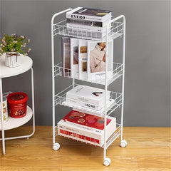 1pc Kitchen Storage Rack Floor Movable Shelf Bathroom Corner Storage Rack