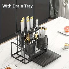 Wall Mounted Kitchen Tool Holder with Cutlery and Cutting Board Rack