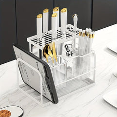 Wall Mounted Kitchen Tool Holder with Cutlery and Cutting Board Rack