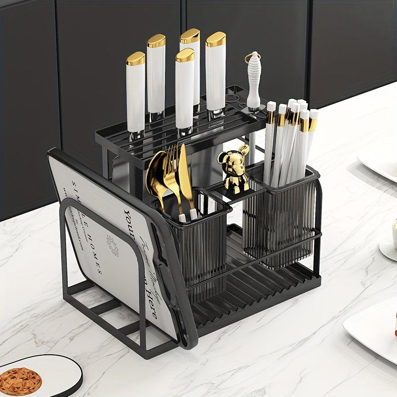 Wall Mounted Kitchen Tool Holder with Cutlery and Cutting Board Rack