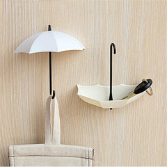 3pcs Plastic Umbrella Adhesive Hook Key Hook Home Decoration Wall Shelf
