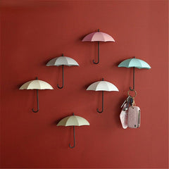 3pcs Plastic Umbrella Adhesive Hook Key Hook Home Decoration Wall Shelf