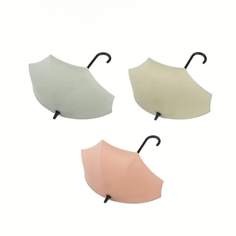3pcs Plastic Umbrella Adhesive Hook Key Hook Home Decoration Wall Shelf
