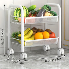 4-Layer Kitchen Storage Rack Mobile Fruit Vegetable Basket Shelf