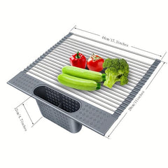 Roll Up Dish Drying Rack Kitchen Sink Drain Basket