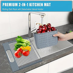 Roll Up Dish Drying Rack Kitchen Sink Drain Basket