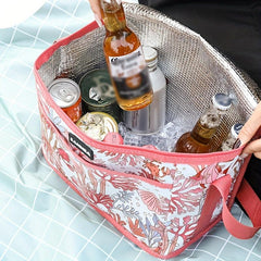 Flower Pattern Picnic Lunch Insulation Shoulder Bag For Teens