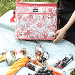 Flower Pattern Picnic Lunch Insulation Shoulder Bag For Teens