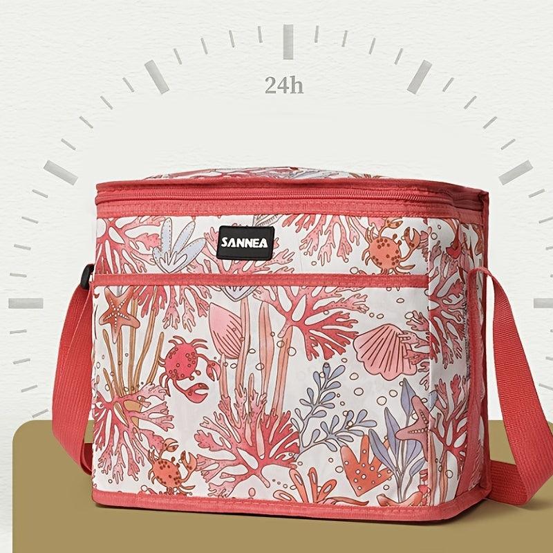 Flower Pattern Picnic Lunch Insulation Shoulder Bag For Teens