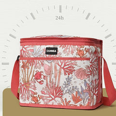 Flower Pattern Picnic Lunch Insulation Shoulder Bag For Teens