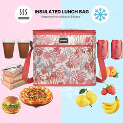 Flower Pattern Picnic Lunch Insulation Shoulder Bag For Teens