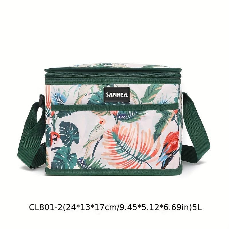 Flower Pattern Picnic Lunch Insulation Shoulder Bag For Teens