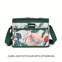 Flower Pattern Picnic Lunch Insulation Shoulder Bag For Teens